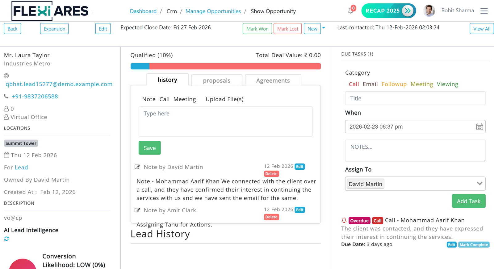 Proposal generation with floor plans and pricing in FlexiAres